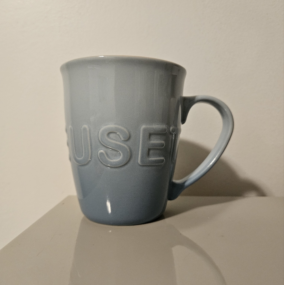 SOLD- Le Creuset Coastal Blue Logo Coffee Mug 580ml